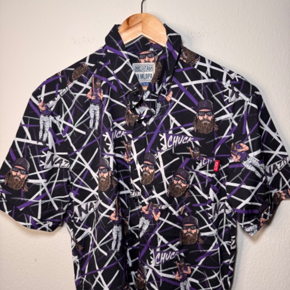 RSVLTS x MLBPA Charlie Blackmon "Chuck Nazty" Colorado Rockies Button-Up Shirt - Picture 2 of 6